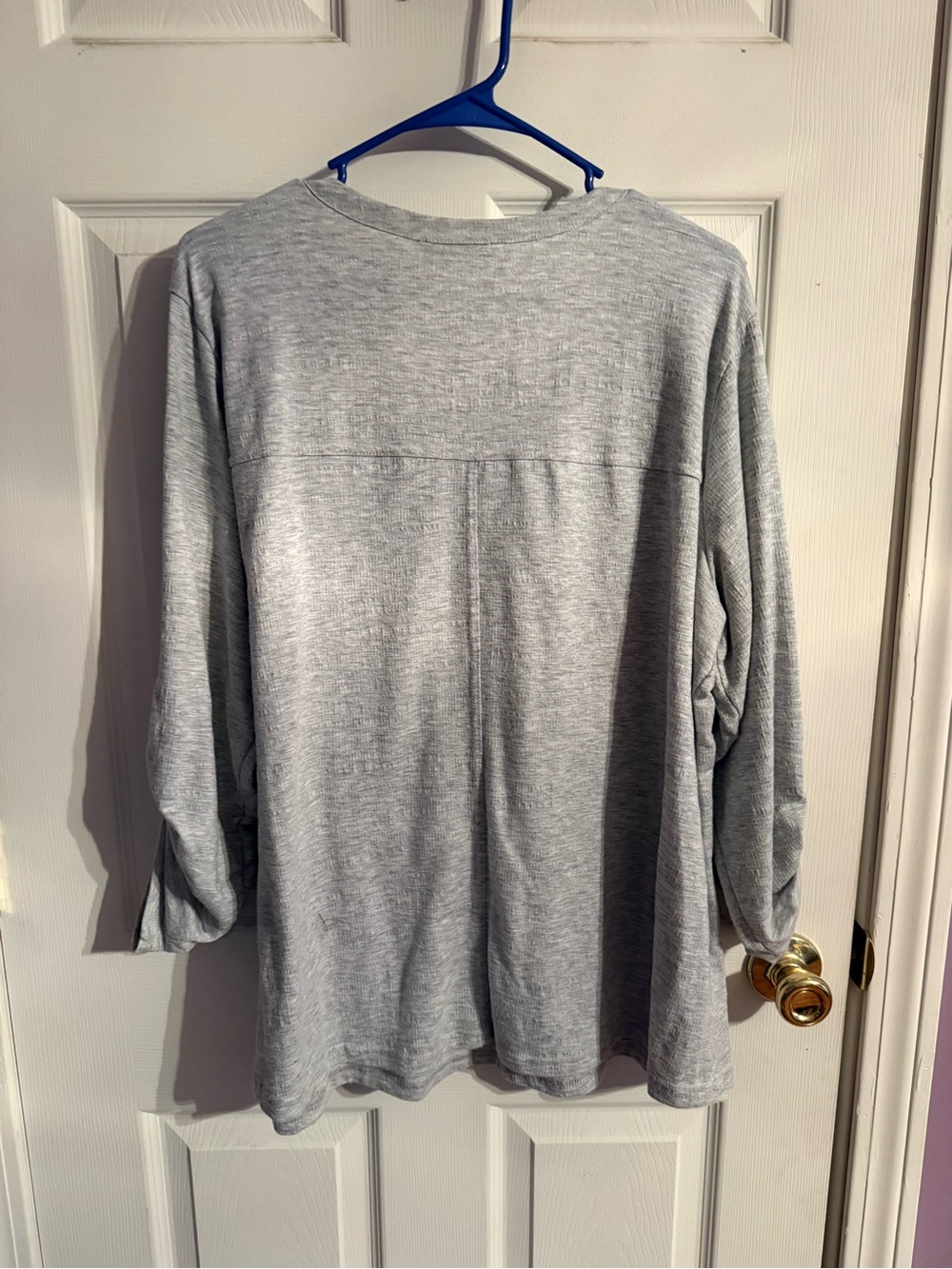 Jane and Delancey Light Gray Button-Front Henley Tunic - Picture 3 of 3